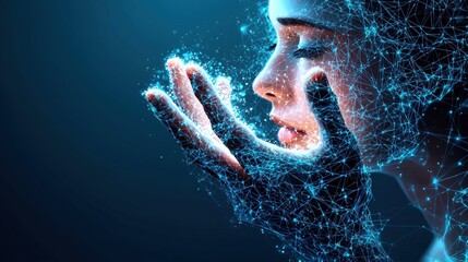 Poster - Digital interaction with human emotions abstract space visual art creative environment close-up perspective technology concept