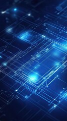 Poster - Abstract Blue Digital Circuitry Design Pattern