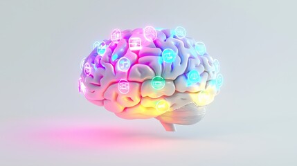  - Conceptual AI Brain Interface with Colorful Digital Elements