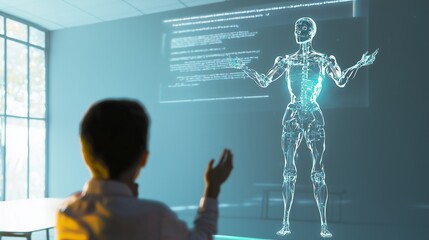 Poster - Imaginative Scene of AI Generated Hologram Presenting Information