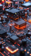 Poster - Illuminated Circuit Board Shows Central Processing Unit