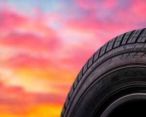 Wall Mural - Empty highway road stretching into the horizon under a vivid sunset sky, Sunset highway, Vibrant, serene, scenic