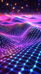Poster - Abstract Colorful Illuminated Network Grid Waves