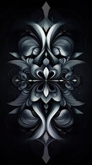 Poster - Abstract Monochromatic Floral Design Featuring Symmetrical Patterns