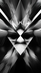 Poster - Abstract Black And White Geometric Design Featuring Lines And Shapes