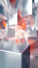 Canvas Print - Dynamic Silver Cubes Floating in a Luminous Abstract Space with Ethereal Glow
