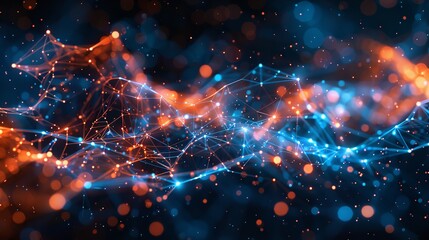 Poster - Abstract Digital Data Plexus Technology Background animation of an abstract plexus shape technology background with low polygons lines and dots.
