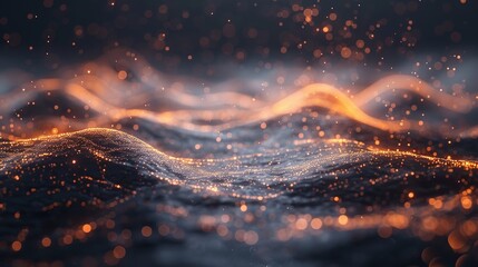 Poster - Abstract digital wave of particles. Futuristic point wave. Technology background.