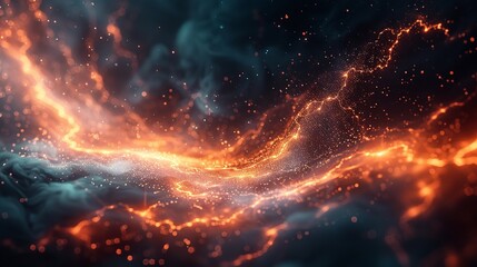 Poster - Abstract digital technology background with glitters and lightning.
