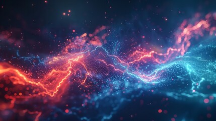 Poster - Abstract digital technology background with glitters and lightning.