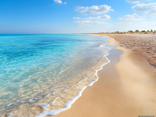 Stunning Beach Background Image: Turquoise Water, Sandy Shore