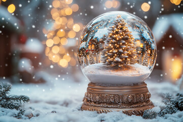 Sticker - magical Christmas snow globe featuring a wint