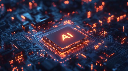 Poster - Futuristic technology and digital concept. Abstract chip with 