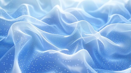 Poster - Abstract blue and white wavy background with textured surface and scattered dots.