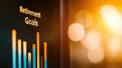 Poster - Retirement goals displayed in colorful bar chart with warm lighting