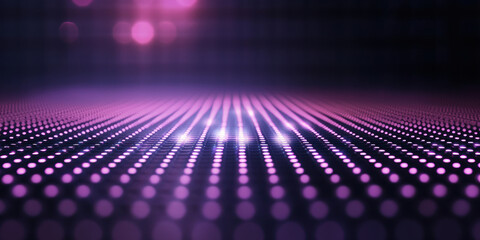 Poster - vibrant LED grid with glowing dots creates mesmerizing wave effect