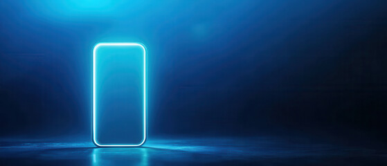 Poster - glowing smartphone silhouette in dark, futuristic setting