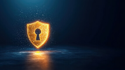 Poster - glowing shield symbolizing digital security and data protection