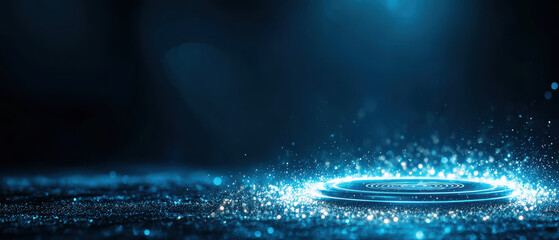 Poster - glowing biometric scanner securing sensitive data in dark environment