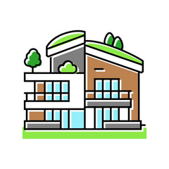 Poster - eco friendly architecture green building color icon vector. eco friendly architecture green building sign. isolated symbol illustration