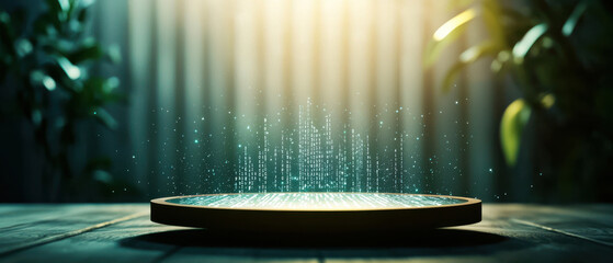 Poster - holographic user interface displaying digital data and patterns