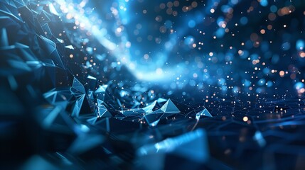 Poster - Dark Blue Abstract Background with Low Poly Geometric Shapes for Tech and Sci-Fi Design.