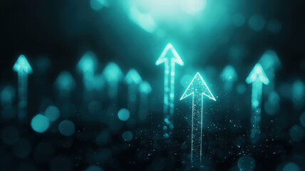 Poster - Abstract glowing arrows pointing upward and outward, creating dynamic effect