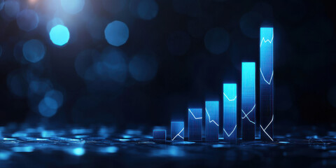 Poster - Abstract representation of market penetration success with blue bars