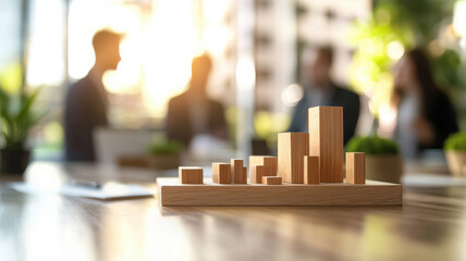 Poster - Wooden architectural model displayed in boardroom with team discussion