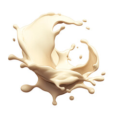 Poster - dynamic splash of creamy white liquid captured mid air, creating elegant swirl with smooth textures and fluid motion, isolated on transparency background