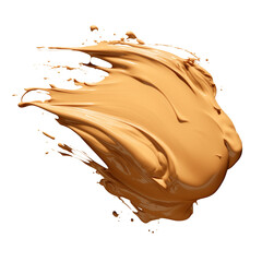 Poster - splash of tinted moisturizer in warm beige tone isolated on transparency background, showcasing its creamy texture and smooth consistency, perfect for beauty and skincare concepts