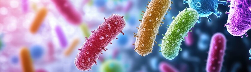 Aufkleber - Colorful Microscopic Bacteria And Viruses Close Up