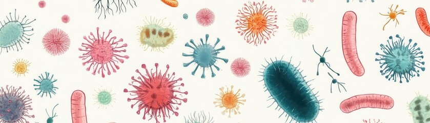 Aufkleber - Diverse Microscopic Organisms Illustrative Artwork