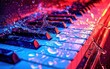 © aleks - Colorful water splashes over the keys of a piano creating a dynamic and vibrant composition at a music event