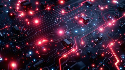 Poster - Abstract futuristic circuit board and mesh line design illustrating high-tech communication.