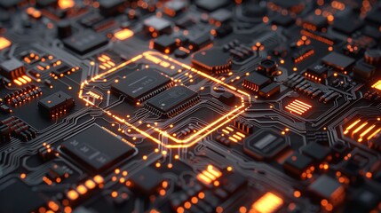 Poster - Abstract futuristic circuit board and mesh line design illustrating high-tech communication.