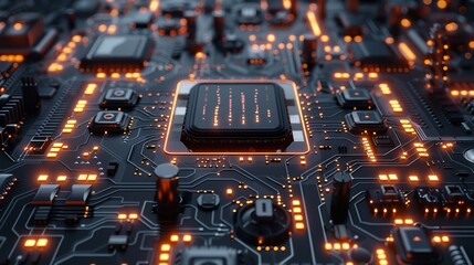 Poster - Abstract futuristic circuit board and mesh line design illustrating high-tech communication.