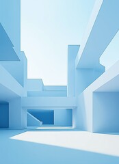 Wall Mural - minimalist blue architectural space with soft shadows and ethereal ambiance