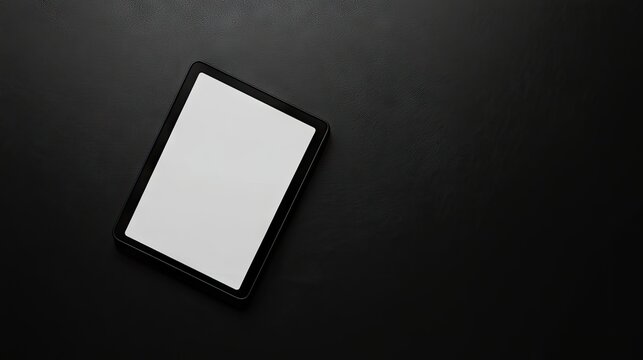 White leather tablet designed for NFT presentations set against a black background, perfect for your graphics and creative projects. The tablet offers ample space for text and visuals.