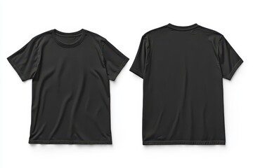 A black short-sleeve t-shirt displayed from the front and back.