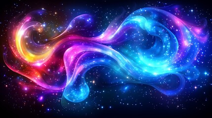 Wall Mural - abstract cosmic nebula with vibrant colors and glowing particles.