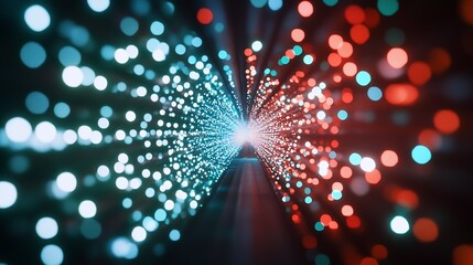 Aufkleber - Abstract Red and Blue Bokeh Lights Blurring into a Vortex Effect : Generative AI