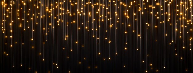Leinwandbilder - Golden Bokeh Lights Against Black Background Glittering Holiday Theme : Generative AI