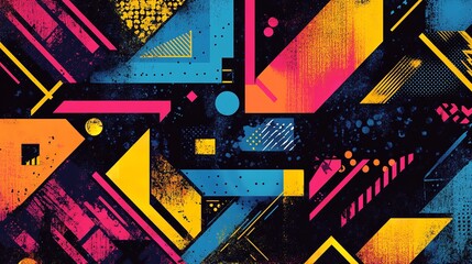 Poster - Seamless abstract pattern with vibrant neon arrow. Generative Ai