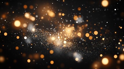 Fototapete - Mesmerizing Abstract Bokeh Lights in Golden and Yellow on Black Background : Generative AI