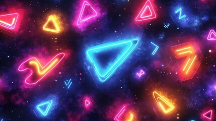 Poster - Seamless abstract pattern with vibrant neon arrow. Generative Ai