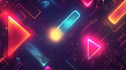 Poster - Seamless abstract pattern with vibrant neon arrow. Generative Ai