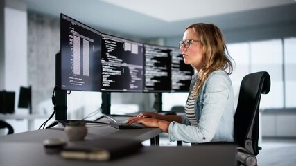 Fototapete - Software Programmer Or Coder Woman