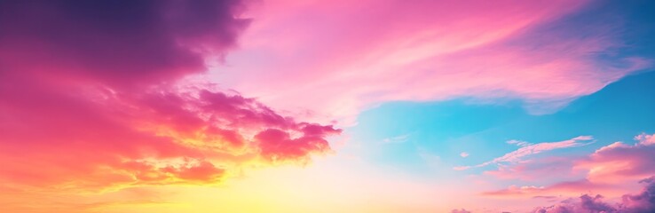 Aufkleber - Vibrant Dusk Sky with Rich Pink and Purple Clouds Over Tranquil Horizon at Twilight : Generative AI