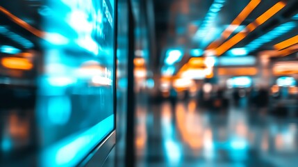 Poster - Modern Urban Commuter Environment with Neon Reflections and Blurred Backgrounds : Generative AI